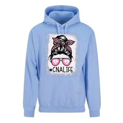 Cna Nurse Life Bleached P.Ink Leopard Messy Bun Women Unisex Surf Hoodie