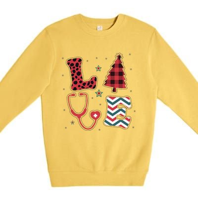 Christmas Nurse Love Stethoscope Xmas Tree Cute Nurse Premium Crewneck Sweatshirt