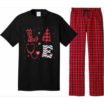 Christmas Nurse Love Stethoscope Xmas Tree Cute Nurse Pajama Set