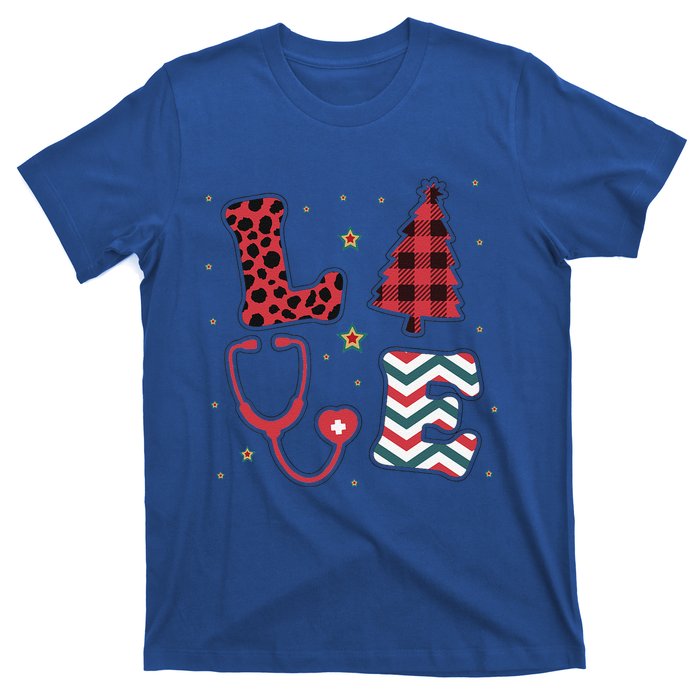 Christmas Nurse Love Stethoscope Xmas Tree Cute Nurse T-Shirt