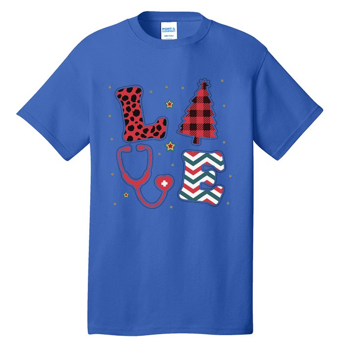 Christmas Nurse Love Stethoscope Xmas Tree Cute Nurse Tall T-Shirt