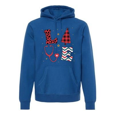 Christmas Nurse Love Stethoscope Xmas Tree Cute Nurse Premium Hoodie