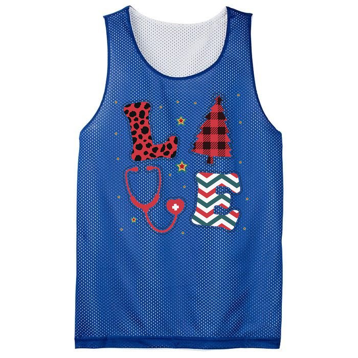 Christmas Nurse Love Stethoscope Xmas Tree Cute Nurse Mesh Reversible Basketball Jersey Tank