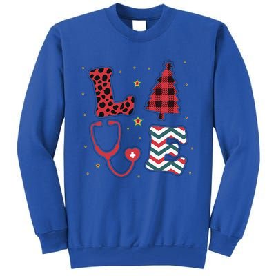 Christmas Nurse Love Stethoscope Xmas Tree Cute Nurse Tall Sweatshirt