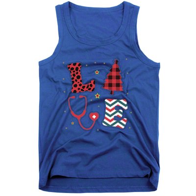 Christmas Nurse Love Stethoscope Xmas Tree Cute Nurse Tank Top