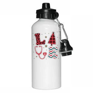 Christmas Nurse Love Stethoscope Xmas Tree Cute Nurse Aluminum Water Bottle