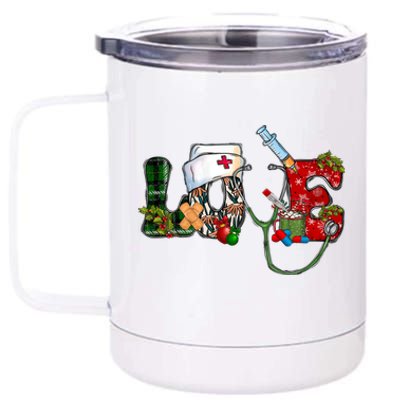 Christmas Nurse Love Nicu Rn Er Santa Stethoscope Nurse Hat Funny Gift 12 oz Stainless Steel Tumbler Cup