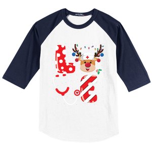 Christmas Nurse Love Nicu Rn Er Santa Reindeer Nurse Xmas Cool Gift Baseball Sleeve Shirt