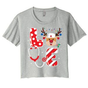 Christmas Nurse Love Nicu Rn Er Santa Reindeer Nurse Xmas Cool Gift Women's Crop Top Tee