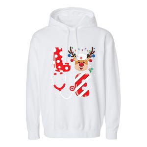 Christmas Nurse Love Nicu Rn Er Santa Reindeer Nurse Xmas Cool Gift Garment-Dyed Fleece Hoodie