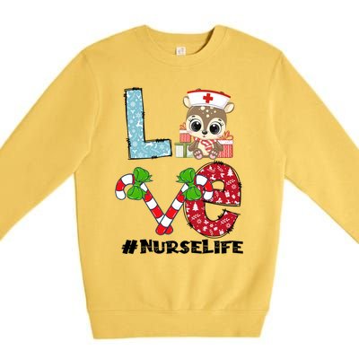 Christmas Nurse Love Nicu Rn Er Santa Reindeer Nurse Xmas Meaningful Gift Premium Crewneck Sweatshirt