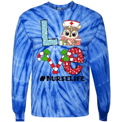 Christmas Nurse Love Nicu Rn Er Santa Reindeer Nurse Xmas Meaningful Gift Tie-Dye Long Sleeve Shirt