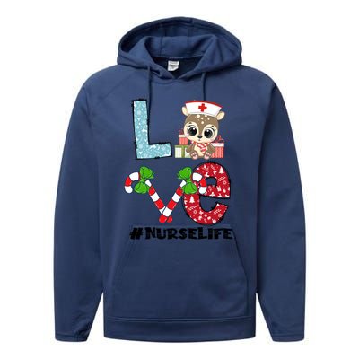 Christmas Nurse Love Nicu Rn Er Santa Reindeer Nurse Xmas Meaningful Gift Performance Fleece Hoodie