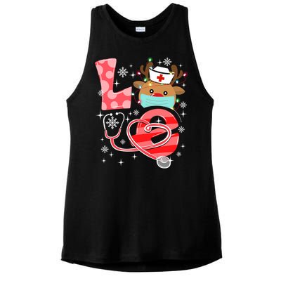 Christmas Nurse Love Nicu Rn Er Santa Reindeer Nurse Hat Elf Gift Ladies PosiCharge Tri-Blend Wicking Tank