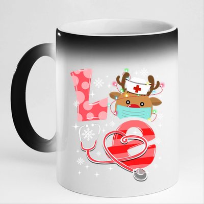 Christmas Nurse Love Nicu Rn Er Santa Reindeer Nurse Hat Elf Gift 11oz Black Color Changing Mug