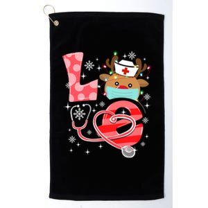 Christmas Nurse Love Nicu Rn Er Santa Reindeer Nurse Hat Elf Gift Platinum Collection Golf Towel