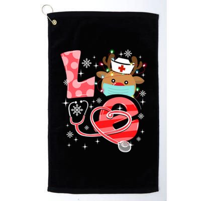 Christmas Nurse Love Nicu Rn Er Santa Reindeer Nurse Hat Elf Gift Platinum Collection Golf Towel