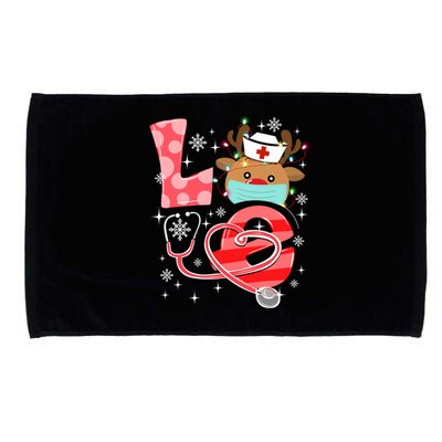 Christmas Nurse Love Nicu Rn Er Santa Reindeer Nurse Hat Elf Gift Microfiber Hand Towel