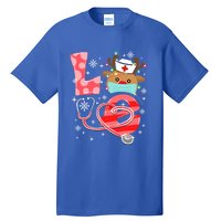 Christmas Nurse Love Nicu Rn Er Santa Reindeer Nurse Hat Elf Gift Tall T-Shirt