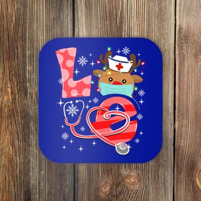 Christmas Nurse Love Nicu Rn Er Santa Reindeer Nurse Hat Elf Gift Coaster