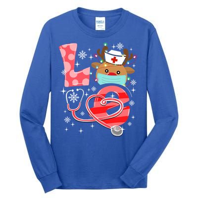 Christmas Nurse Love Nicu Rn Er Santa Reindeer Nurse Hat Elf Gift Tall Long Sleeve T-Shirt