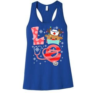 Christmas Nurse Love Nicu Rn Er Santa Reindeer Nurse Hat Elf Gift Women's Racerback Tank