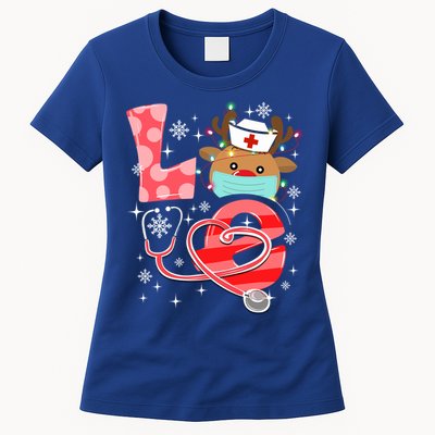 Christmas Nurse Love Nicu Rn Er Santa Reindeer Nurse Hat Elf Gift Women's T-Shirt