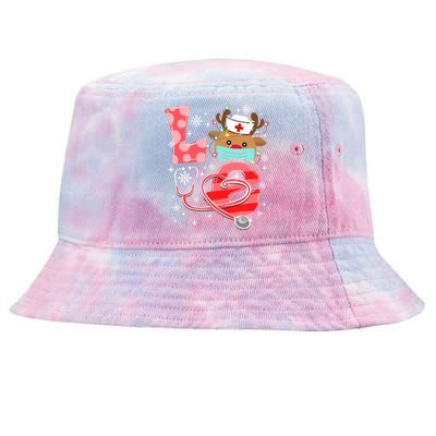 Christmas Nurse Love Nicu Rn Er Santa Reindeer Nurse Hat Elf Gift Tie-Dyed Bucket Hat