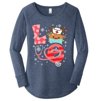 Christmas Nurse Love Nicu Rn Er Santa Reindeer Nurse Hat Elf Gift Women's Perfect Tri Tunic Long Sleeve Shirt