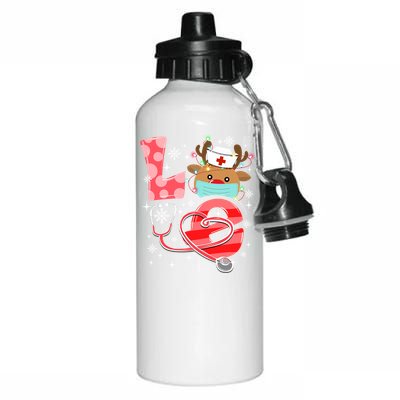 Christmas Nurse Love Nicu Rn Er Santa Reindeer Nurse Hat Elf Gift Aluminum Water Bottle