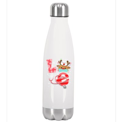 Christmas Nurse Love Nicu Rn Er Santa Reindeer Nurse Hat Elf Gift Stainless Steel Insulated Water Bottle