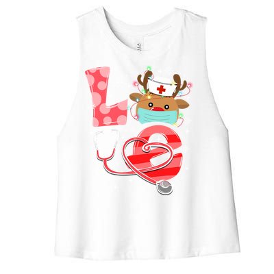 Christmas Nurse Love Nicu Rn Er Santa Reindeer Nurse Hat Elf Gift Women's Racerback Cropped Tank