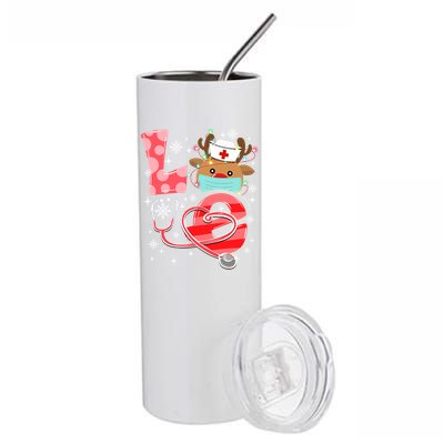 Christmas Nurse Love Nicu Rn Er Santa Reindeer Nurse Hat Elf Gift Stainless Steel Tumbler