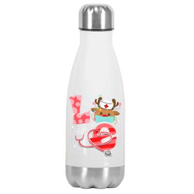 Christmas Nurse Love Nicu Rn Er Santa Reindeer Nurse Hat Elf Gift Stainless Steel Insulated Water Bottle