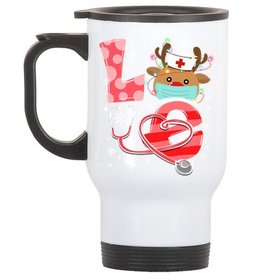 Christmas Nurse Love Nicu Rn Er Santa Reindeer Nurse Hat Elf Gift Stainless Steel Travel Mug