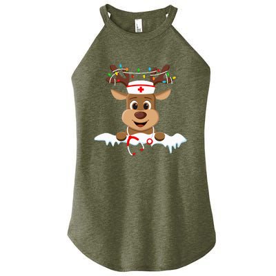 Christmas Nurse Love Nicu Rn Er Santa Reindeer Nurse Hat Elf Women's Perfect Tri Rocker Tank