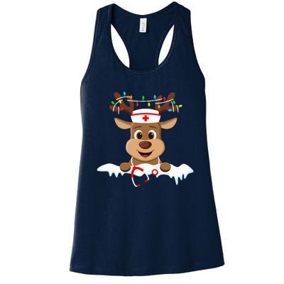 Christmas Nurse Love Nicu Rn Er Santa Reindeer Nurse Hat Elf Women's Racerback Tank