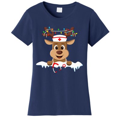 Christmas Nurse Love Nicu Rn Er Santa Reindeer Nurse Hat Elf Women's T-Shirt