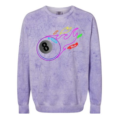 Colorful Neon Lights Eight Ball Billiards Pool Colorblast Crewneck Sweatshirt