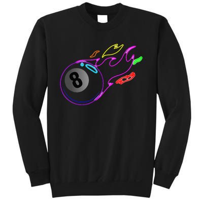 Colorful Neon Lights Eight Ball Billiards Pool Sweatshirt