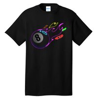 Colorful Neon Lights Eight Ball Billiards Pool Tall T-Shirt