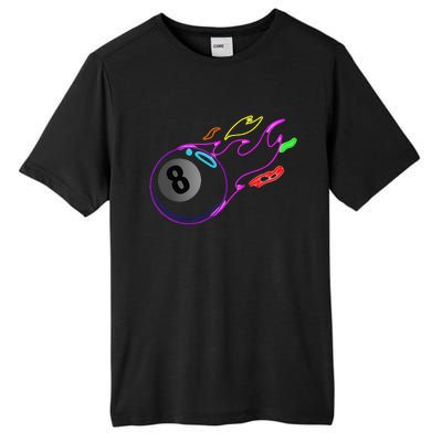 Colorful Neon Lights Eight Ball Billiards Pool Tall Fusion ChromaSoft Performance T-Shirt