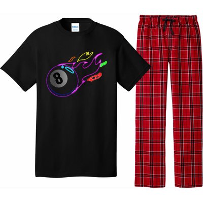 Colorful Neon Lights Eight Ball Billiards Pool Pajama Set