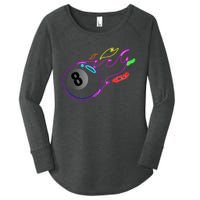 Colorful Neon Lights Eight Ball Billiards Pool Women's Perfect Tri Tunic Long Sleeve Shirt