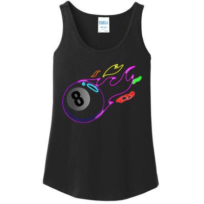 Colorful Neon Lights Eight Ball Billiards Pool Ladies Essential Tank