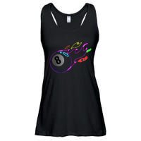 Colorful Neon Lights Eight Ball Billiards Pool Ladies Essential Flowy Tank