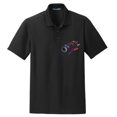 Colorful Neon Lights Eight Ball Billiards Pool Dry Zone Grid Polo