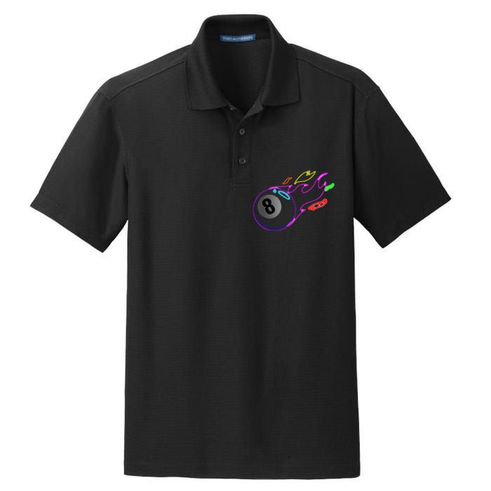 Colorful Neon Lights Eight Ball Billiards Pool Dry Zone Grid Polo