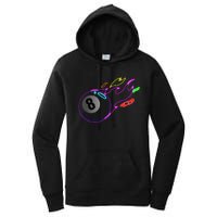 Colorful Neon Lights Eight Ball Billiards Pool Women's Pullover Hoodie