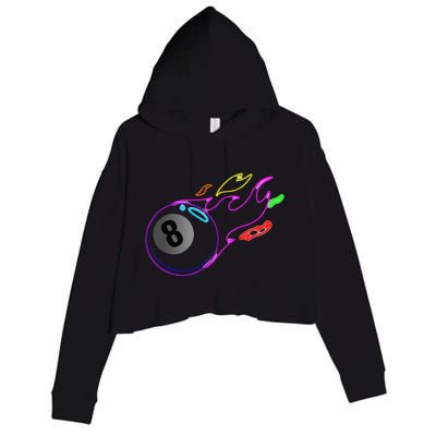 Colorful Neon Lights Eight Ball Billiards Pool Crop Fleece Hoodie